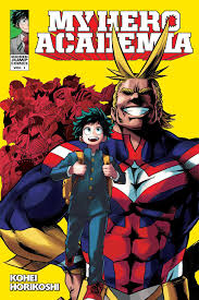 My Hero Academia manga cover with Deku in hero costume.